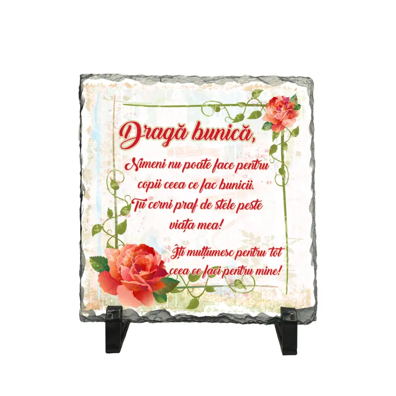 Draga bunica..., piatra ardezie personalizata, cu mesaj model pa041